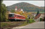 628 338 ist auf der Fahrt nach Ellwangen. Aufgenommen am 08.Otkober 2008 in Unterkochen.