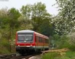 628 272-7 als RB 18327 (Steinsfurt-Bad Friedrichshall-Jagstfeld) kurz vor Grombach 16.4.09