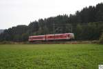 Ein Triebzug der Baureihe 628 fhrt die KBS 840 (Frankenwaldbahn) hinauf. Die Aufnahme entstand am 28. September 2009 in Hhe Stockheim.