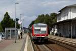 628 208-1 wartet am 13.08.2008 in Eutin auf die baldige Abfahrt als RB nach Lbeck Hbf.