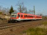 628 476 ist als RB 67 Kaiserslautern - Kusel am 15.03.2012 in Kennelgarten