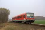 Der 628 535 fuhr am 17.03.2012 als RB38 von Neuss nach Kln Messe-Deutz durch Bergheim.