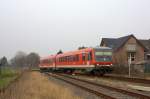 Der 628 501 fuhr am 17.03.2012 als RB38 von Neuss nach Kln Messe-Deutz durch Paffendorf.