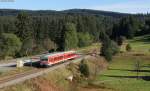 628 555-5 als RB 26993 (Seebrugg-Titisee) in Altglashtten Falkau 28.9.12