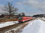 Der 628 626 als RB nach Mhldorf am 09.02.2013 unterwegs bei Schwaibach.