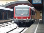 Steuerwagen vorraus wartet 628 342 auf die Abfahrt nach Friedrichshafen.