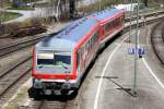 628 549 bei der Ausfahrt in Lindau nach Friedrichshafen am 14.04.2013