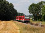 Der 628 571 als S Bahn nach Dachau am 20.07.2013 unterwegs bei Oberbachern.