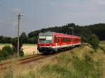 Der 628 584 als RB nach Mhldorf am 10.08.2013 unterwegs bei Bad Birnbach.