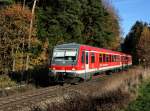 Die 628 572 als RB nach Mhldorf am 08.11.2013 unterwegs bei Pirach.