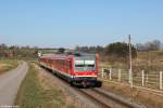 628 567 und 628 566 am 11.03.2014 bei Kleinberghofen (Strecke Dachau ဓ Altomünster).