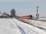 Die 628 577 und der 628 646 als RB nach Mühldorf am 01.01.2015 unterwegs bei Weidenbach.