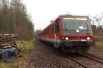 Das trübe Herbstwetter passte zu dieser Abschiedsfahrt der Baureihe 628 an der Nahe.