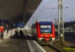 DB-Regio hat die Lahntalstrecke von Vectus übernommen. Im Bild 640 017 als RB 21 nach Limburg in Koblenz Hbf (5.1.15).