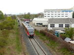 DB 642 023 als RE 16556 von Erfurt Hbf nach Nordhausen, am 24.04.2022 in Erfurt Nord.