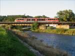 Ein Desiro als RB 27534 Leipzig - Dbeln - Meien beim berqueren der Freiberger Mulde auf der Brcke in Nossen am spten Nachmittag des 22.09.2007
