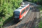 642 196 der Erzgebirgsbahn verlässt am 17.05.2015 den Haltepunkt Silberstraße mit Ziel Johanngeorgenstadt.