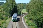 VT 12 B mit der VBG 81121 nach Schwandorf bei der Durchfahrt in Rthenbach am Steinwald, 14.09.2011