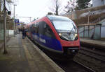 Zwei Euregiobahn (RB20) kommen aus Stolberg-Rheinland-Hbf nach Stolberg-Altstadt,Düren und kommen aus Richtung Aachen-West und halten in Aachen-Schanz und fahren in Richtung Aachen-Hbf.