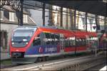 643 201 der  Euregiobahn  als RB20 nach Alsdorf Annapark bei der Ausfahrt Aachen Hbf 6.4.2009