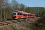 643 020 (Kusel) und 643 030 sind als RB 65 Bad Kreuznach - Kaiserslautern am 20.03.2012 zwischen Hochspeyer ubd Kaiserslautern