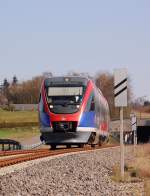 Kurz hinter dem Tunnel bei Langerwehe ist der 643 209 als RB 20 zusehen auf seinem Weg nach Stollberg-Altstadt am 1.