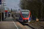 Gerade ist dieser RB20 Zug nach Düren in Aachen West eingefahren, nach kurzem Halt verlässt der 643 219 den Bahnsteig in Richtung Hbf.22.3.2015