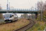 VT Talent (BR 643) der Ostseeland Verkehr GmbH Fahrzeug 0010 als OLA79800 Neubrandenburg -> Bützow  kurz vor der dem Bahnhof Güstrow am 23/11/13.