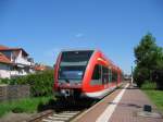 Eine 646 als Regionalbahn nach Dieburg bei der Ankunft in dem noch eingleisigen Bahnhof Mnster (bei Dieburg) am 11.05.2008