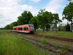 RB 28794 verlsst am 04.06.2012 den Bahnhof Rheinsberg (Mark) in Richtung Lwenberg (Mark) um von dort wieder als RB 28795 zurckzukehren.