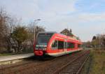 23.11.14 Templin Stadt RE 28775 nach Berlin auf dem Gleis der stillgelegten Strecke nach Prenzlau stehend  