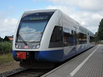 Ein 646 der UBB wartet am 17.07.2016 um 11:03 Uhr auf die Abfahrt als UBB 29473 nach Stralsund.