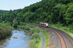 DB Regio 648 201/701 als RE 25 (4286)  Lahntal-Express  Gießen - Koblenz Hbf fährt am 04.06.17 bei Gräfeneck an der Lahn entlang.