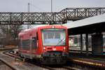 DB 650 318 fährt in den Zielbahnhof Lindau ein (23.12.2017)