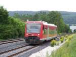 Die Br.650 114-2 fuhr am 25.05.07 als RB nach Ulm Hbf, hier bei der Einfahrt des Bahnhofs Oberkochen.