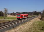 Der 650 027 als RB nach Lindau am 24.03.2018 unterwegs bei Weißensberg.