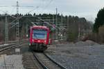 Ausfahrt von 650 024 als RB 22610, Aulendorf - Ulm, aus dem Bahnhof Bad Schussenried am 10.02.2020.