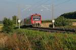 Auf der Fahrt von Aulendorf nach Ulm wird 650 110 und ein unerkannt gebliebener 650er am 20.07.2022 als RB RS21 / RB 17310 bei Wattenweiler gleich die Wasserscheide zwischen Rhein und Donau passieren