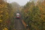 Ein 650 hat soeben diese Brcke unterquert. Ulm, 19.10.09