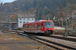 Einfahrt am 06.03.2014 von 650 307  Stadt Neubulach  als RB 22429 (Tübingen Hbf - Horb) in den Zielbahnhof.