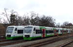 EB VT 022 (650 422) + VT 006 (650 406) am 18.03.2017 bei der Wochenendruhe in Meiningen.