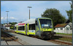 VT 650 711 der Agilis Verkehrsgesellschaft ist am 09.09.2017 auf der Ilztalbahn im Einsatz und hat deren Endbahnhof Freyung erreicht.