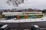 Blick auf die abgestellten Fahrzeuge im Endbahnhof Viechtach am 03.01.2017.