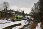 650 077 + VT 08 (626 008) + D05 (275 842) am 28.01.2018 bei Ruhmannsfelden.