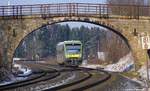 Brückendurchblick und Nachschuß auf AG 650 bei Martinlamitz am 06.02.2018.