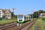 Eine 3 fach Traktion Regioshuttle erreicht den Bahnhof Zeitz aus Richtung Leipzig.

Zeitz 11.08.2021