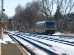 Agilis VT 650.733 fhrt am 04.03.13 aus dem Oberkotzauer Bahnhof in Richtung Mnchberg aus.