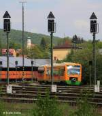 RBG 650 671-0 + 650 674-4 VT 38 + 41 der Oberpfalzbahn als RB 32942 Furth - Schwandorf, KBS 875 Furth im Wald - Schwandorf, fotografiert bei der Ausfahrt Bhf.