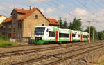 EB VT 010 + VT 012 als EB 37585 von Erfurt Hbf nach Saalfeld, am 02.07.2013 in Erfurt Bischleben.