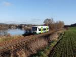 Ein 650er der Vogtlandbahn am 02.12.13 an der Talsperre Pirk hinter Oelsnitz.